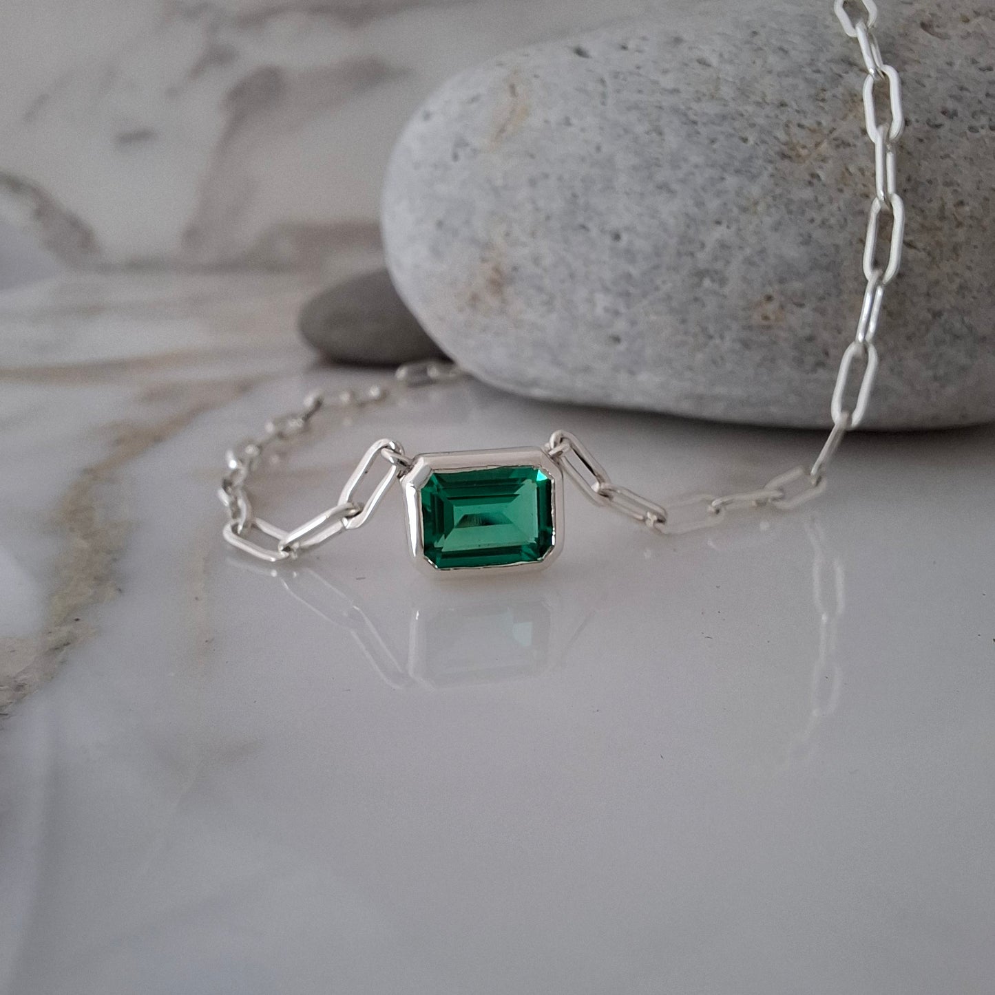 Carmen - Paperclip Emerald Necklace