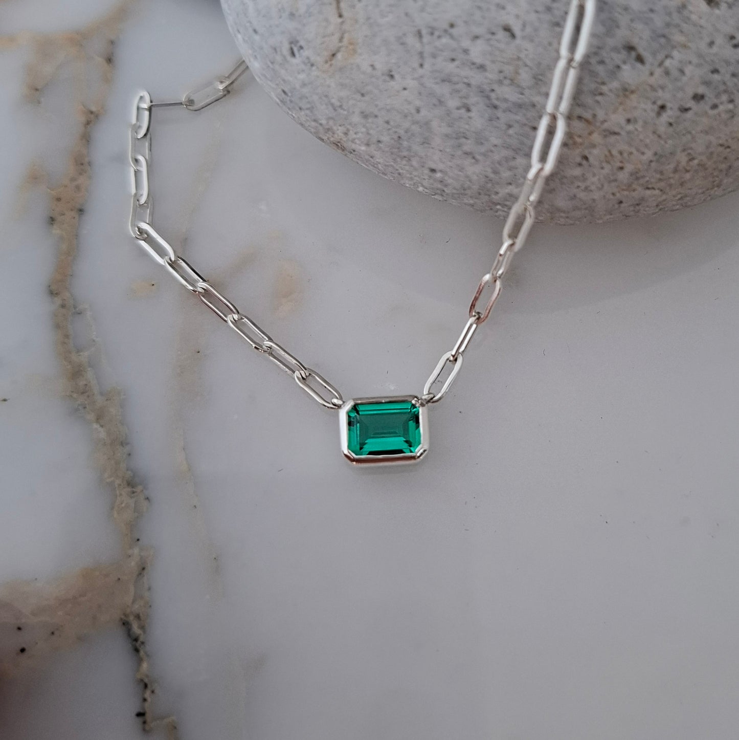 Carmen - Paperclip Emerald Necklace