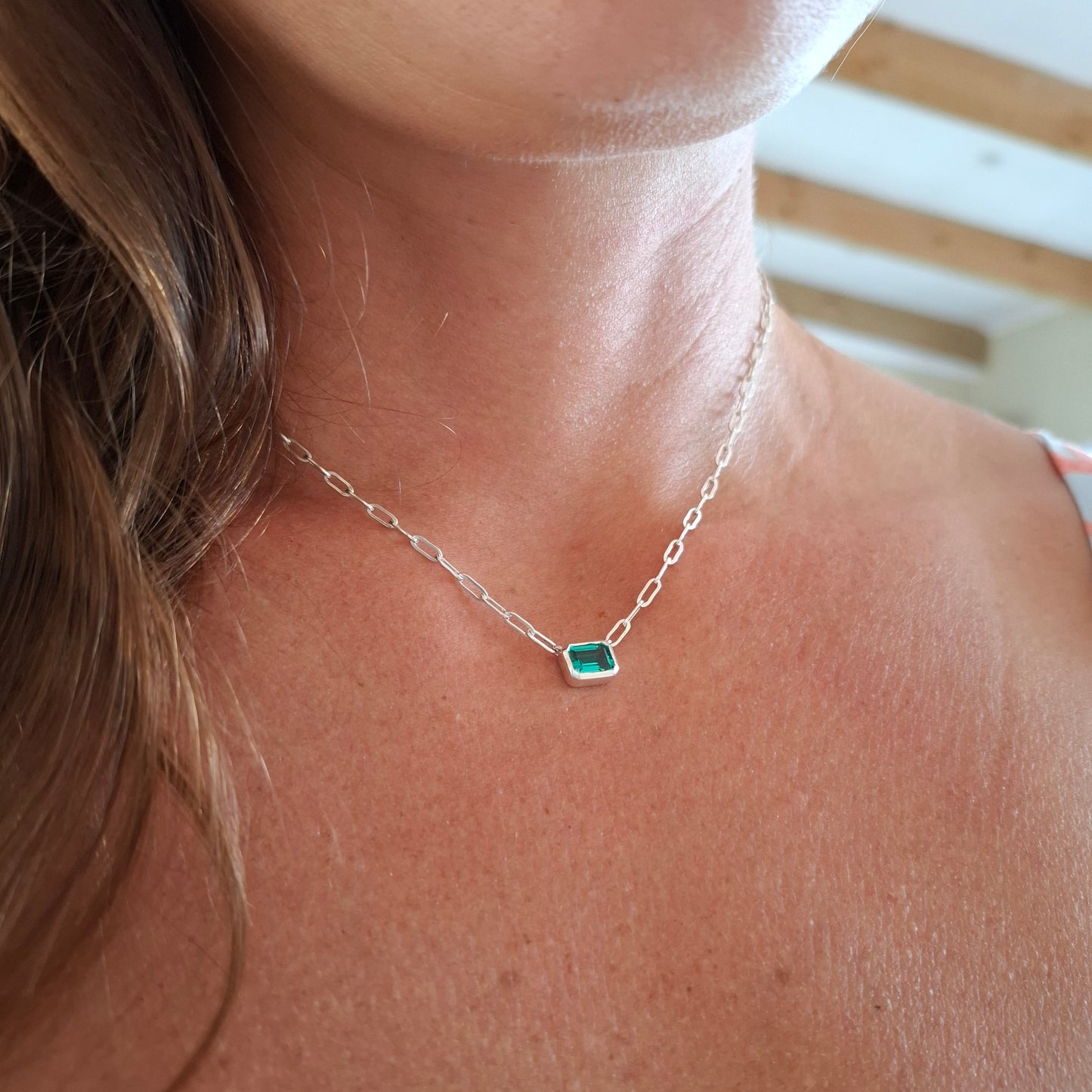 Carmen - Paperclip Emerald Necklace