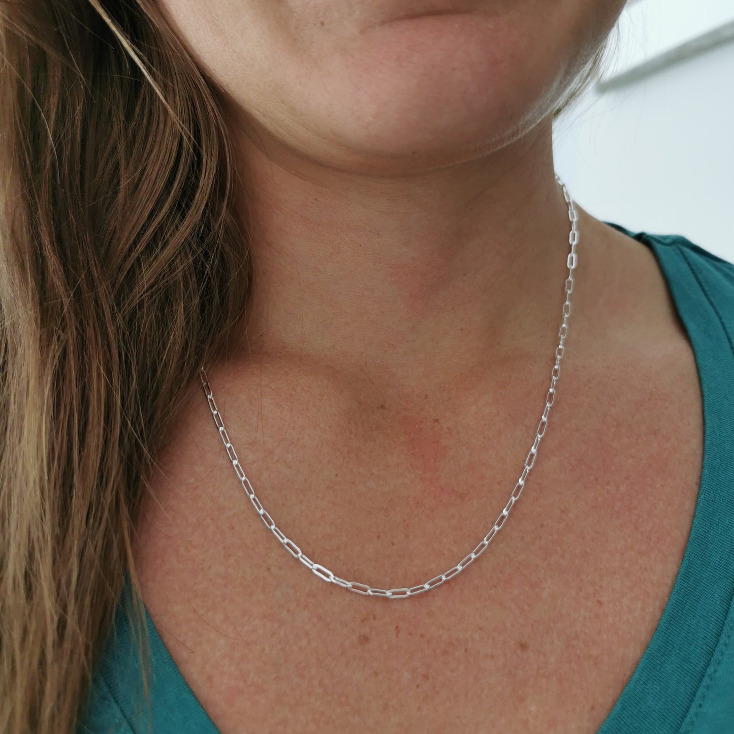 Modern Silver Paperclip Bracelet or Anklet