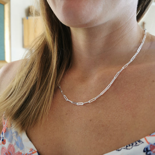Bold Silver Paperclip Necklace