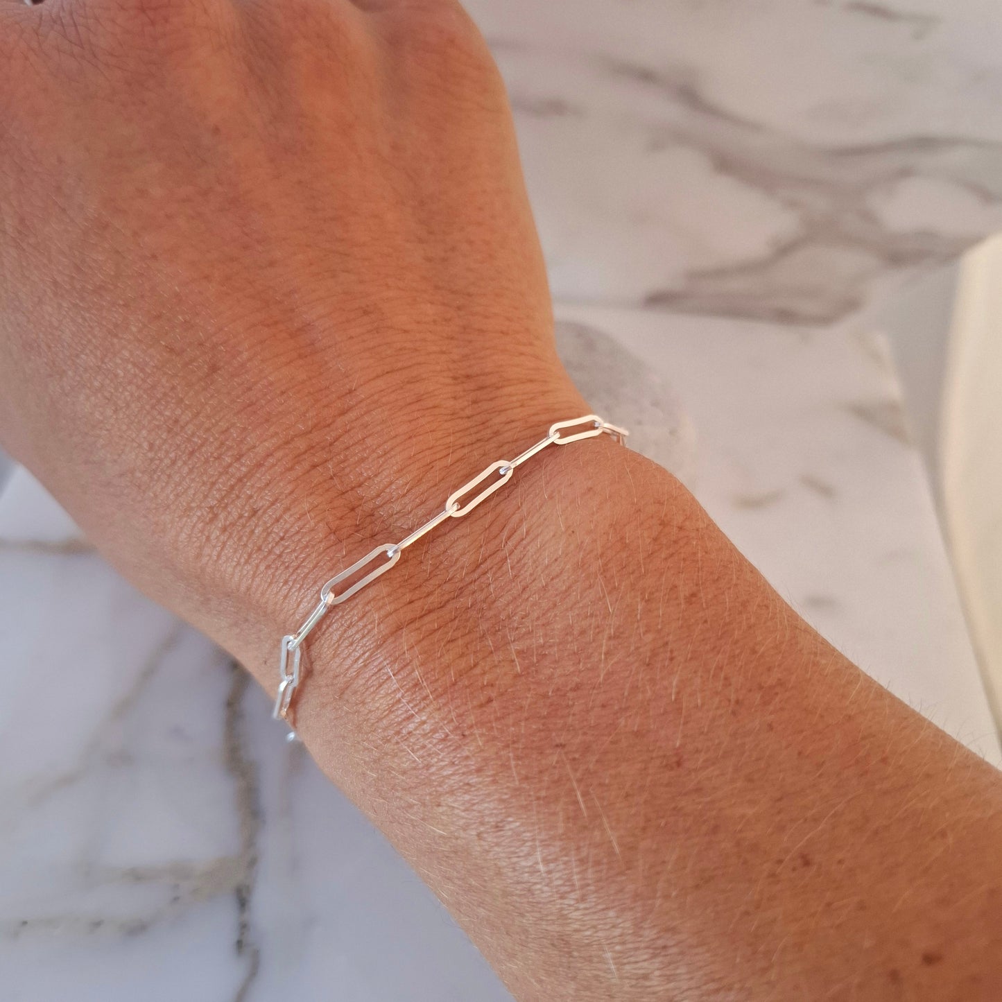 Bold Silver Paperclip Bracelet