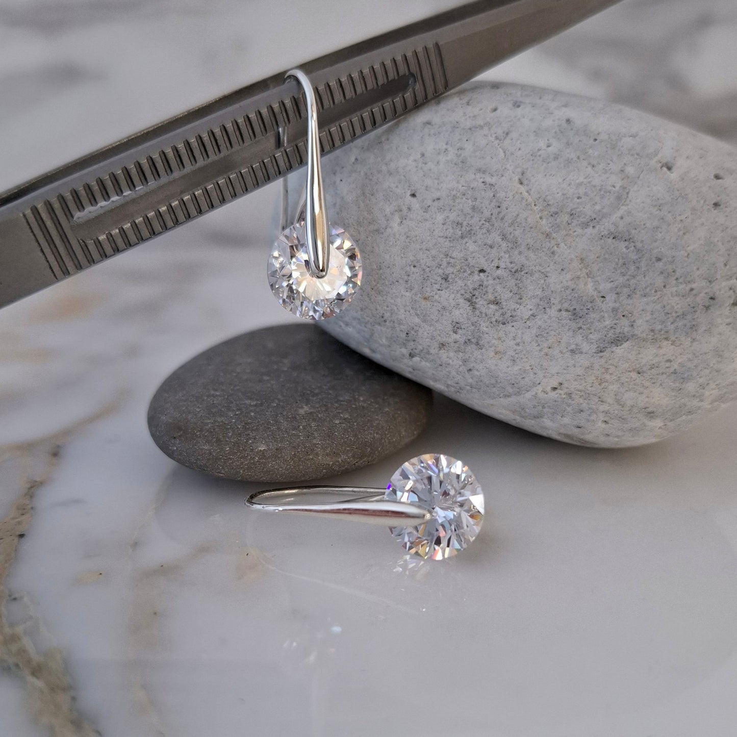 The Michelle Drops - Sleek & Sparkly Short Drop Earrings - Gold, Silver & Rose Gold