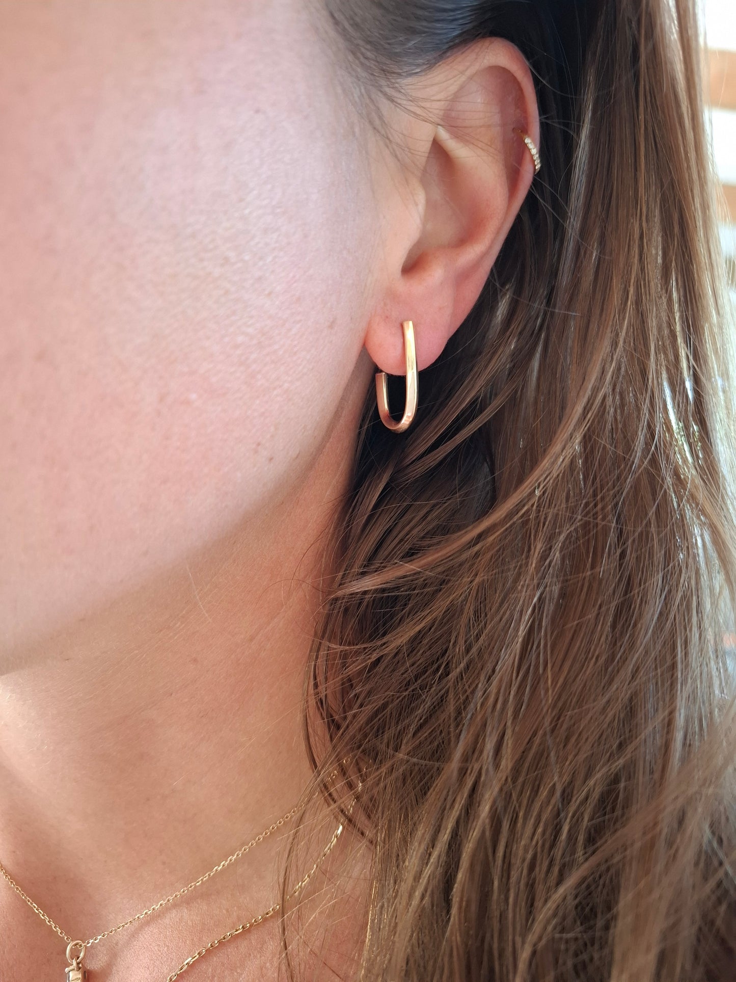 9ct Gold Knife Edge Hollow Hoops