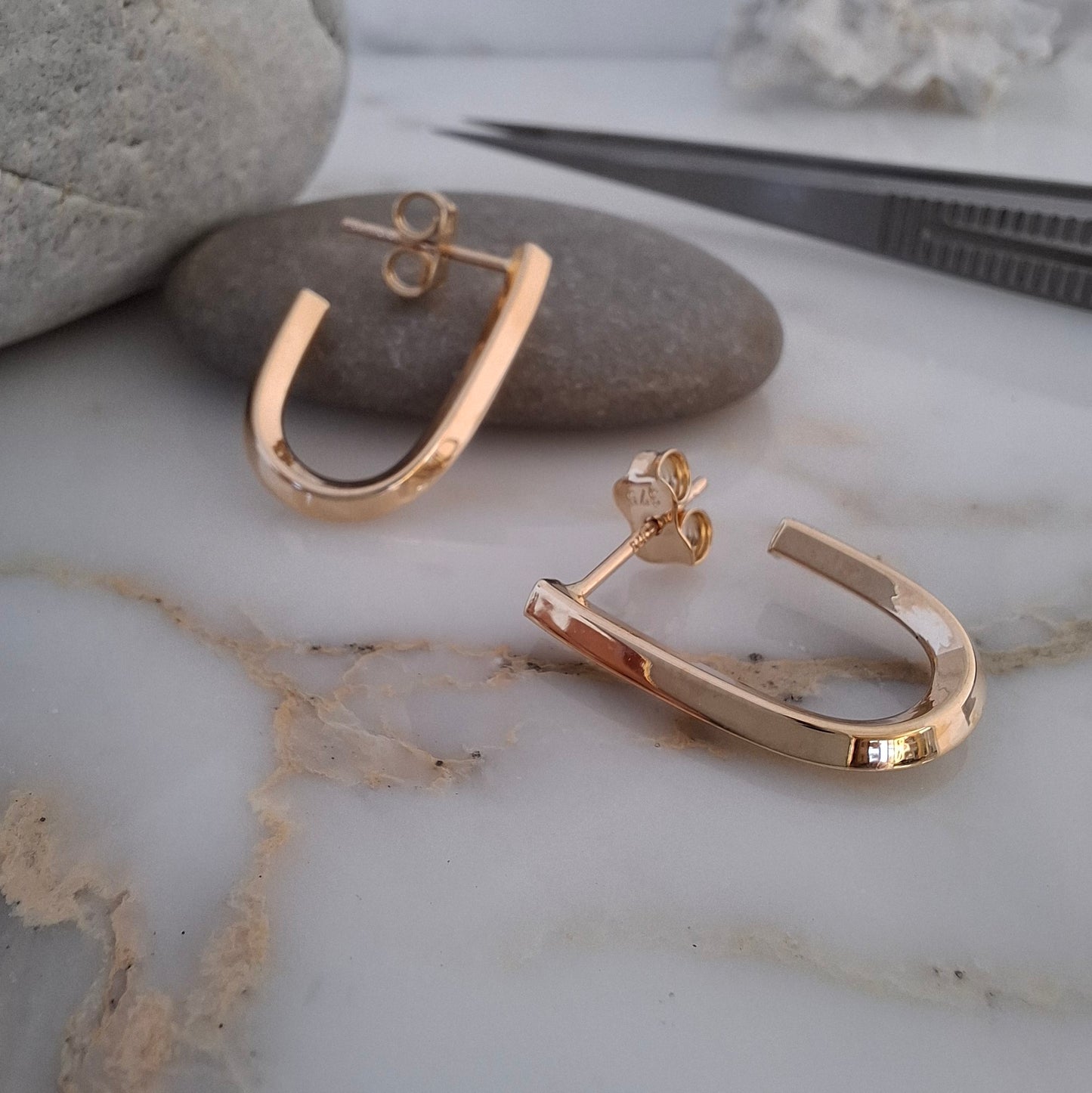 9ct Gold Knife Edge Hollow Hoops