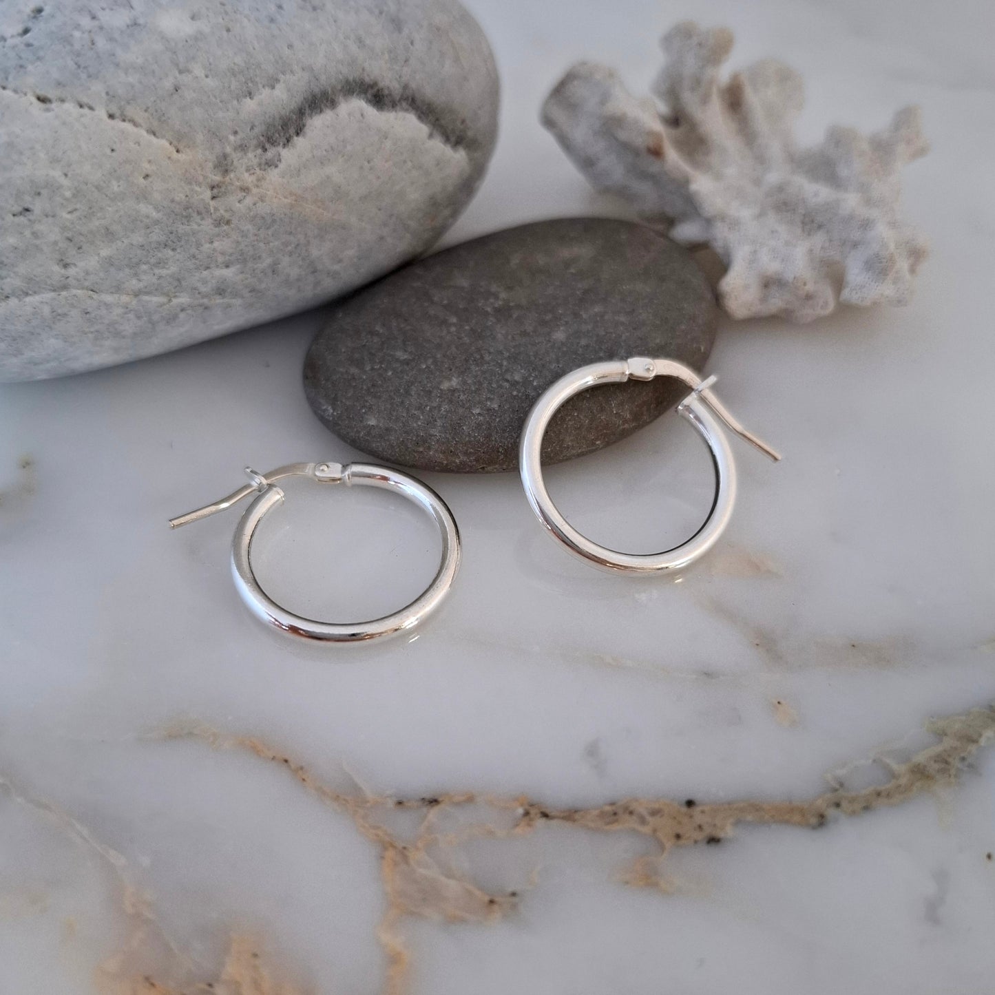 Fine Solid Silver Hoops - 2mm Thick