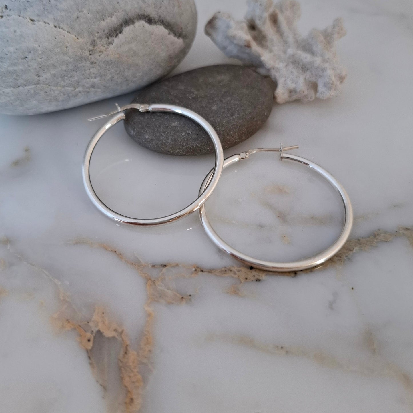 Fine Solid Silver Hoops - 2mm Thick