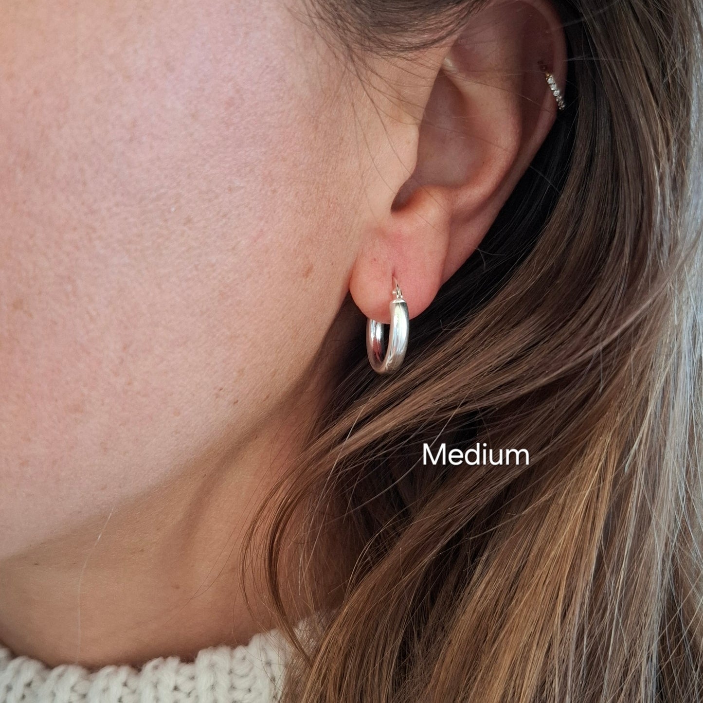 Solid Silver Hoop Earrings -3mm Thick