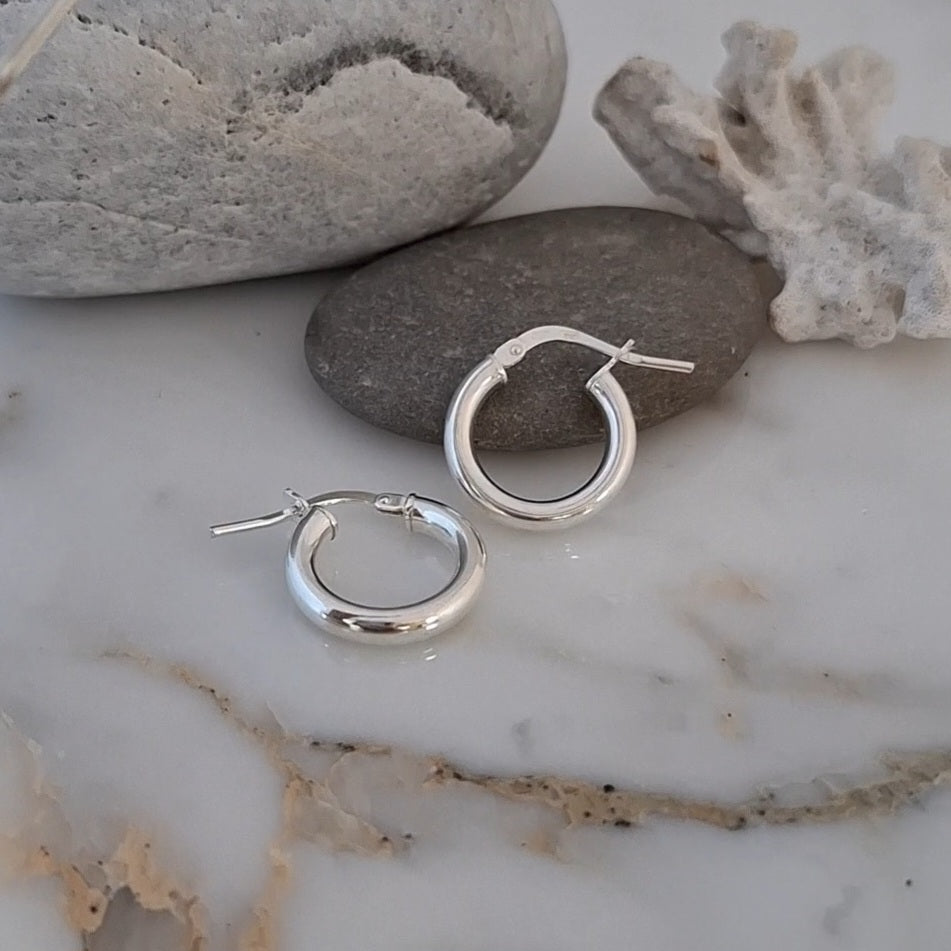 Solid Silver Hoop Earrings -3mm Thick