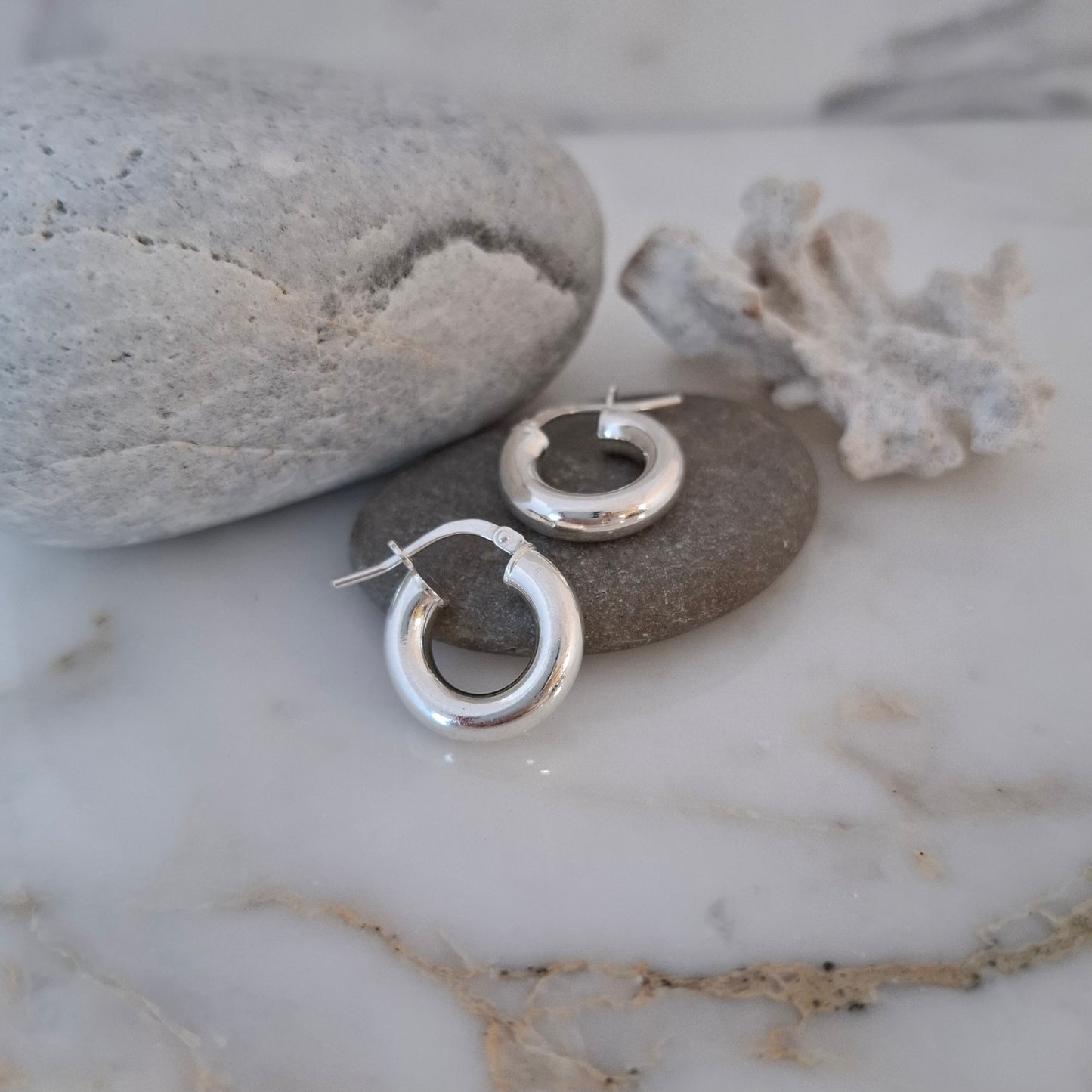 Chunky Solid Silver Hoops - 4mm Thick