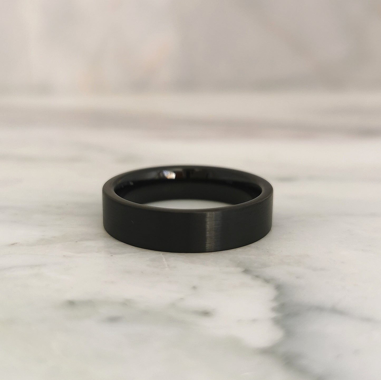 6mm Wide Flat Matt Black Tungsten Ring