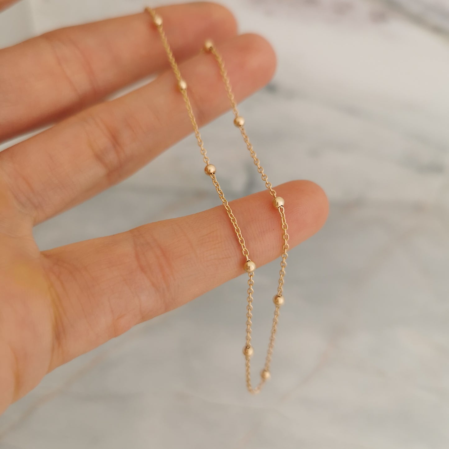 Dainty 9ct Gold Beaded Anklet or Bracelet