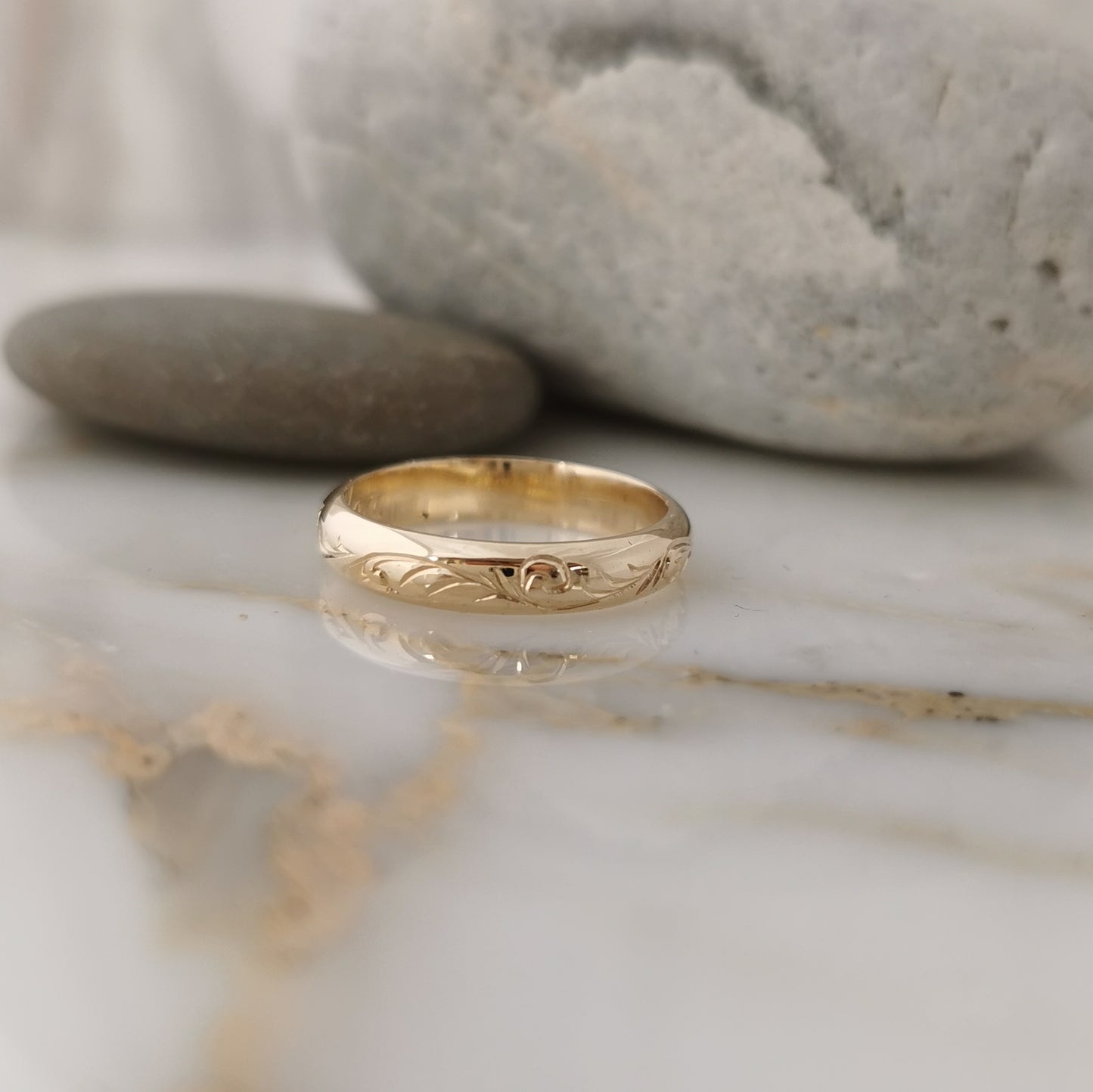 Eclectic Hand Engraved Gold Band