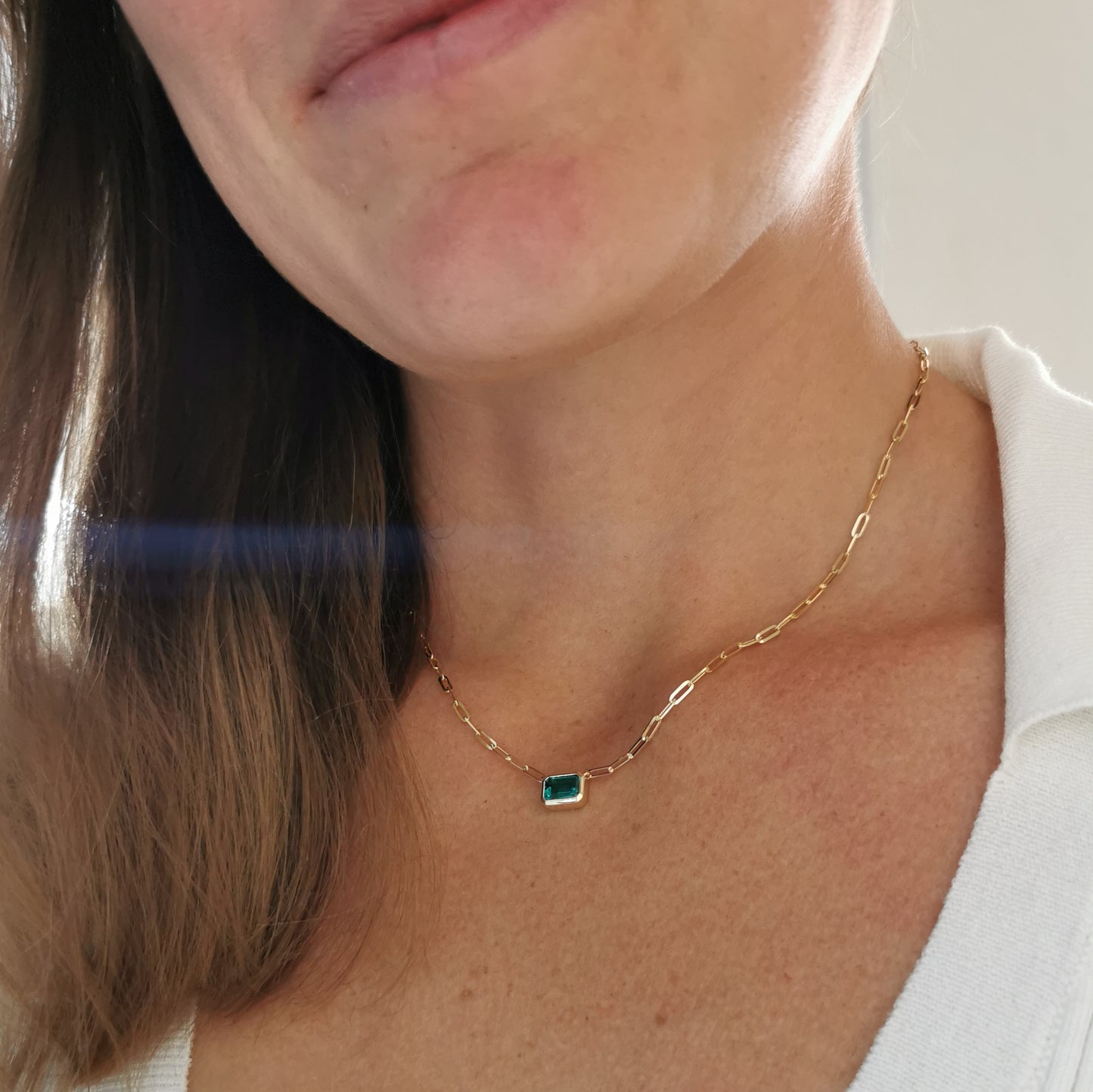 Carmen - Paperclip Emerald Necklace