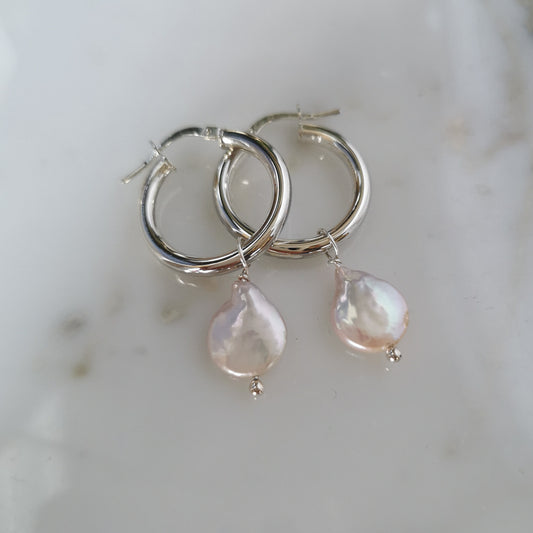 Blush Pearl Silver Drops for Earrings