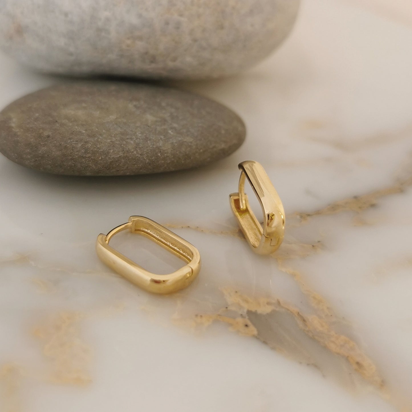Gold Rectangular Huggie Earrings