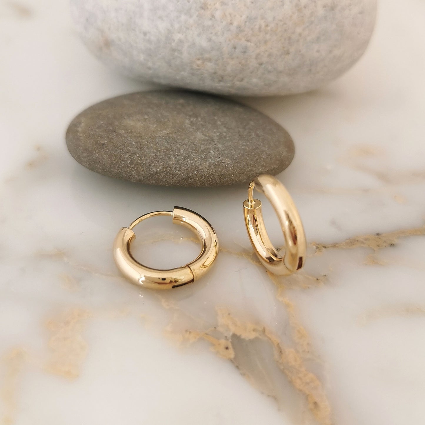9ct Gold Chunky Huggie Hoops