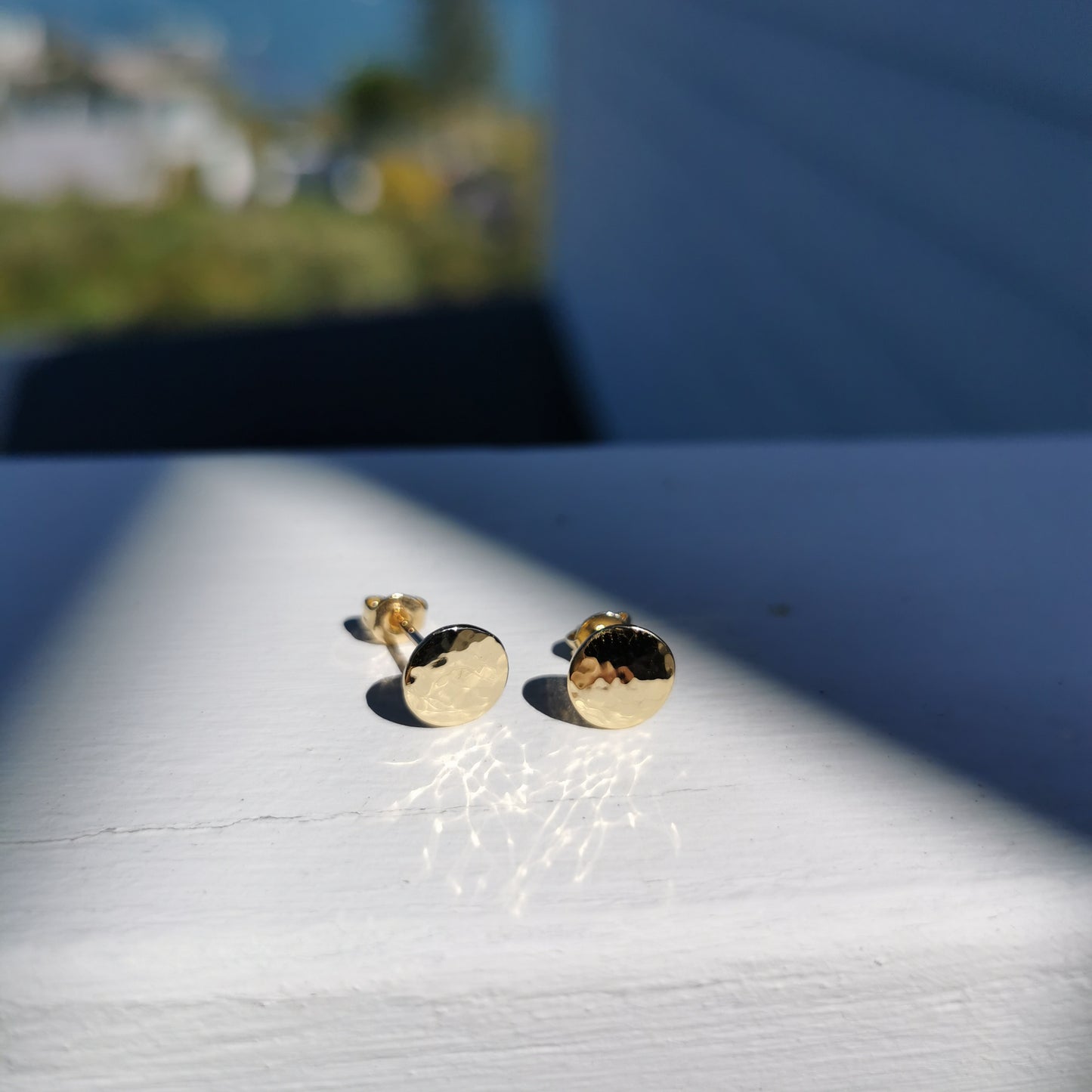 The Kathleen Studs - Hammered Gold Circle Studs