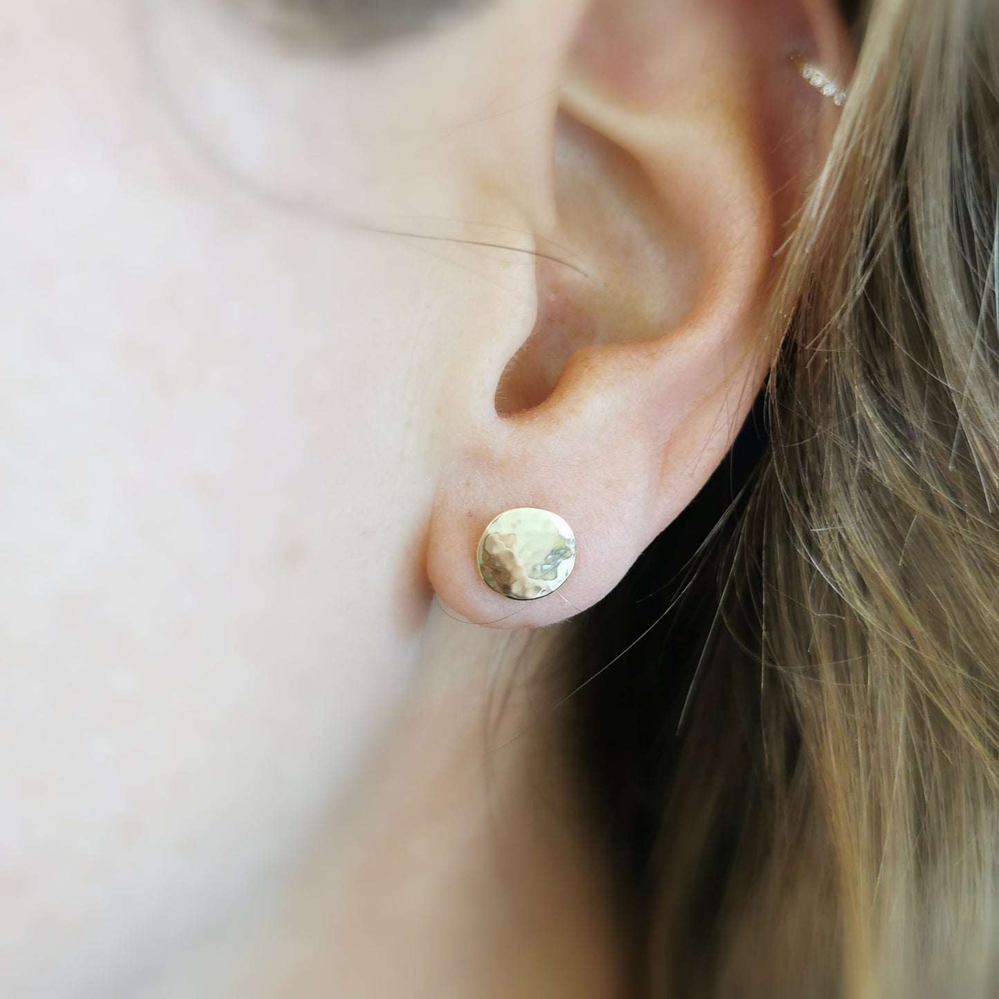 The Kathleen Studs - Hammered Gold Circle Studs