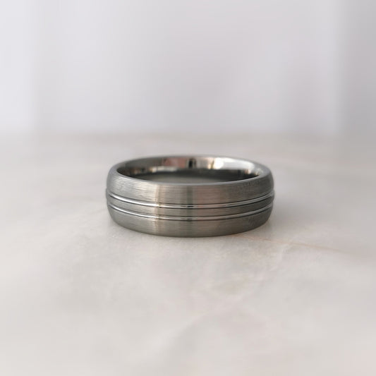 Double Stripe Tungsten Ring