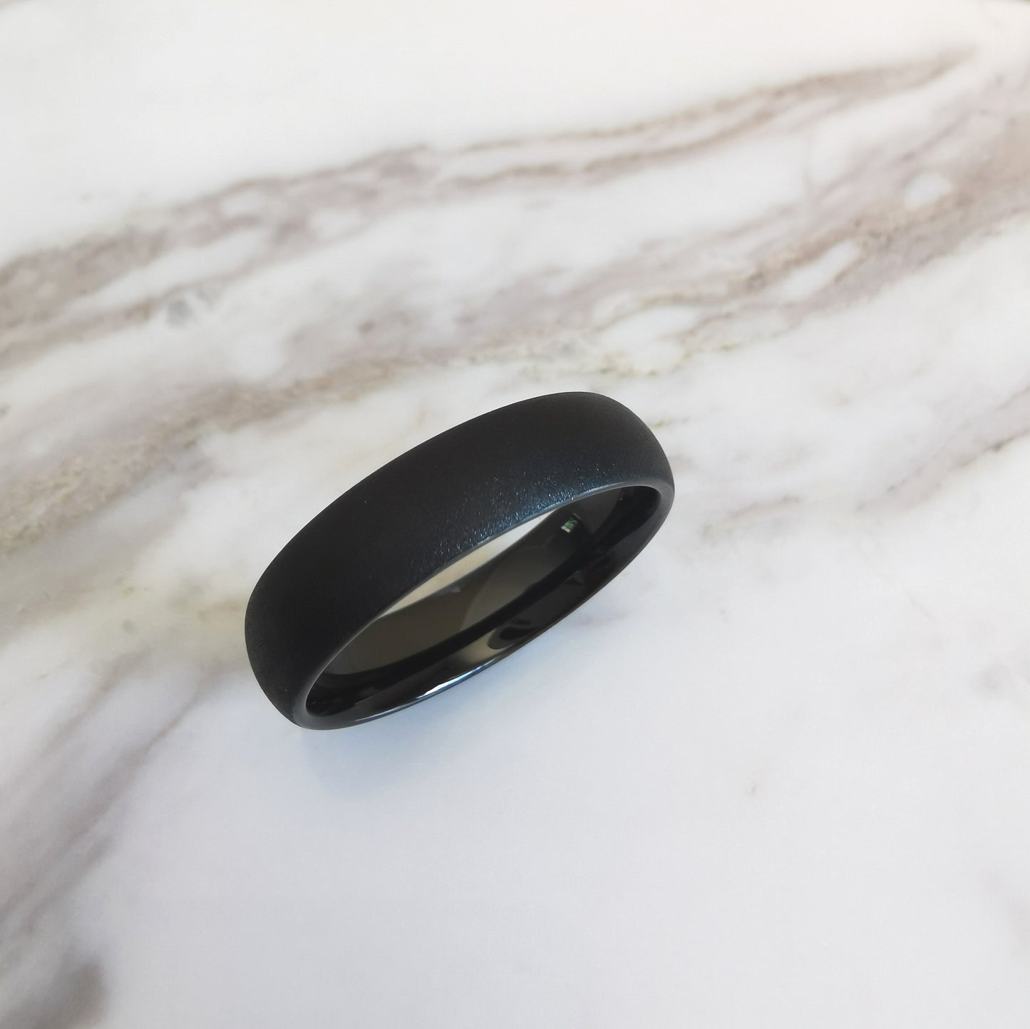 6mm Wide Rounded Matt Black Tungsten Ring