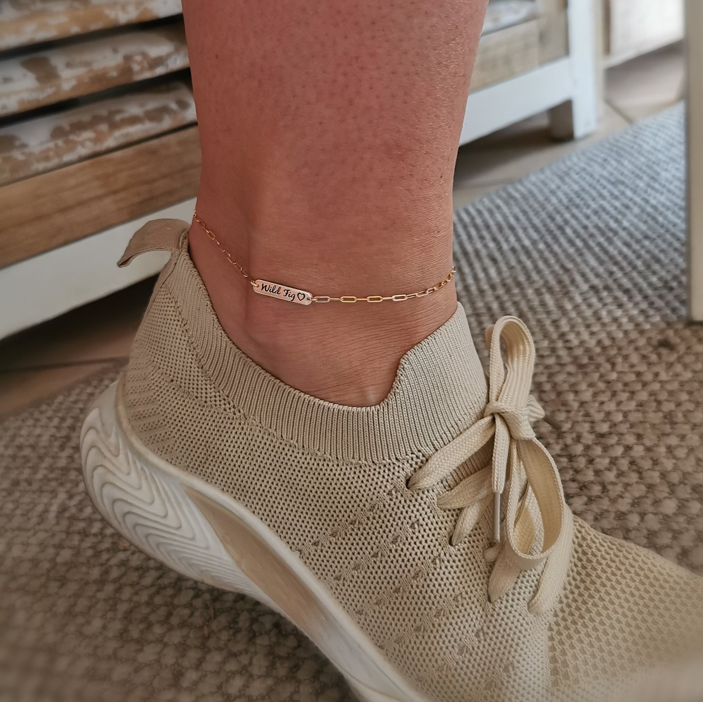 Engraved 9ct Gold or Sterling Silver Paperclip Bracelet or Anklet