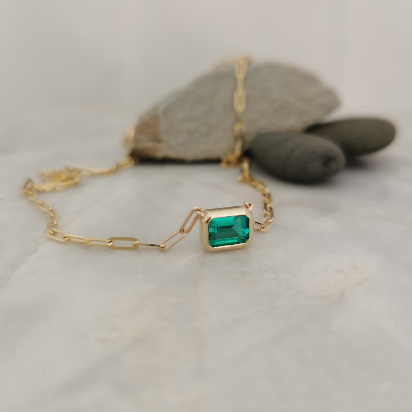 Carmen - Paperclip Emerald Necklace