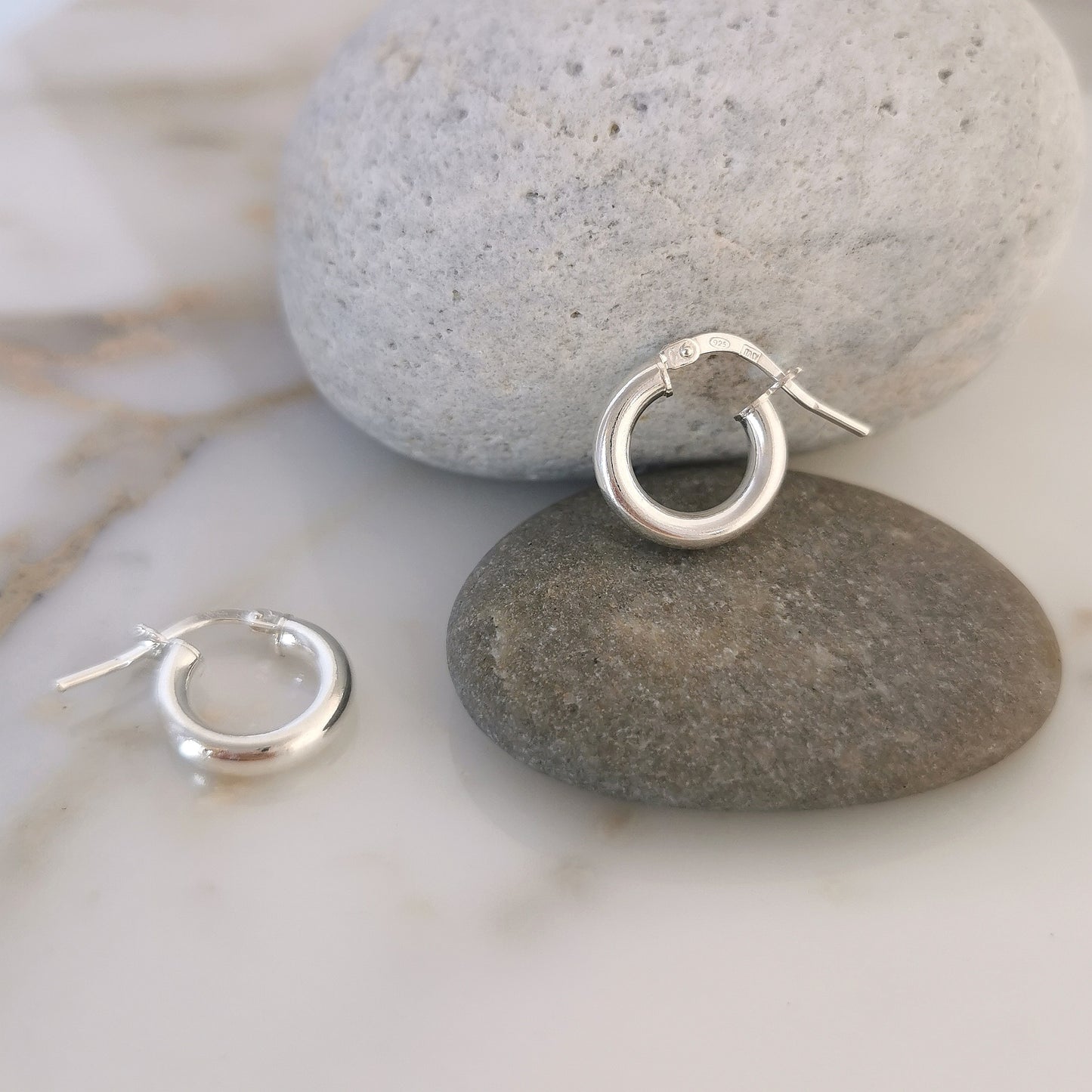 Solid Silver Hoop Earrings -3mm Thick