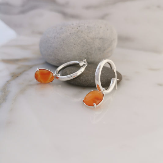 Carnelian Gem Charms for Earrings - Sterling Silver