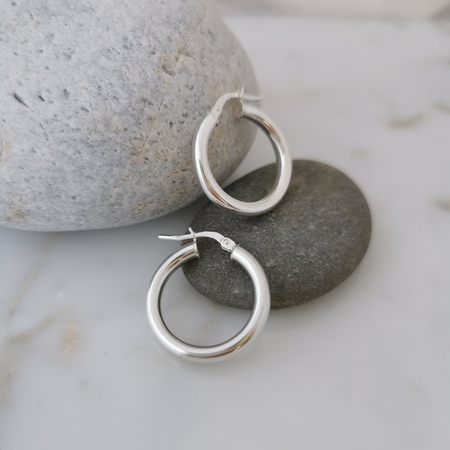 Solid Silver Hoop Earrings -3mm Thick