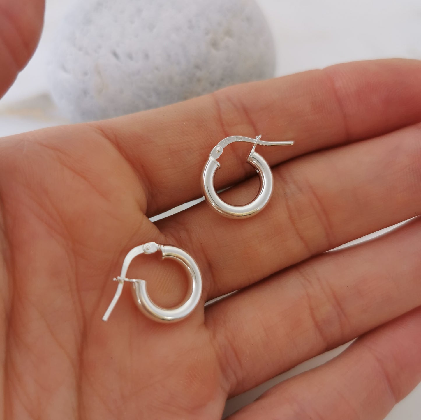Solid Silver Hoop Earrings -3mm Thick