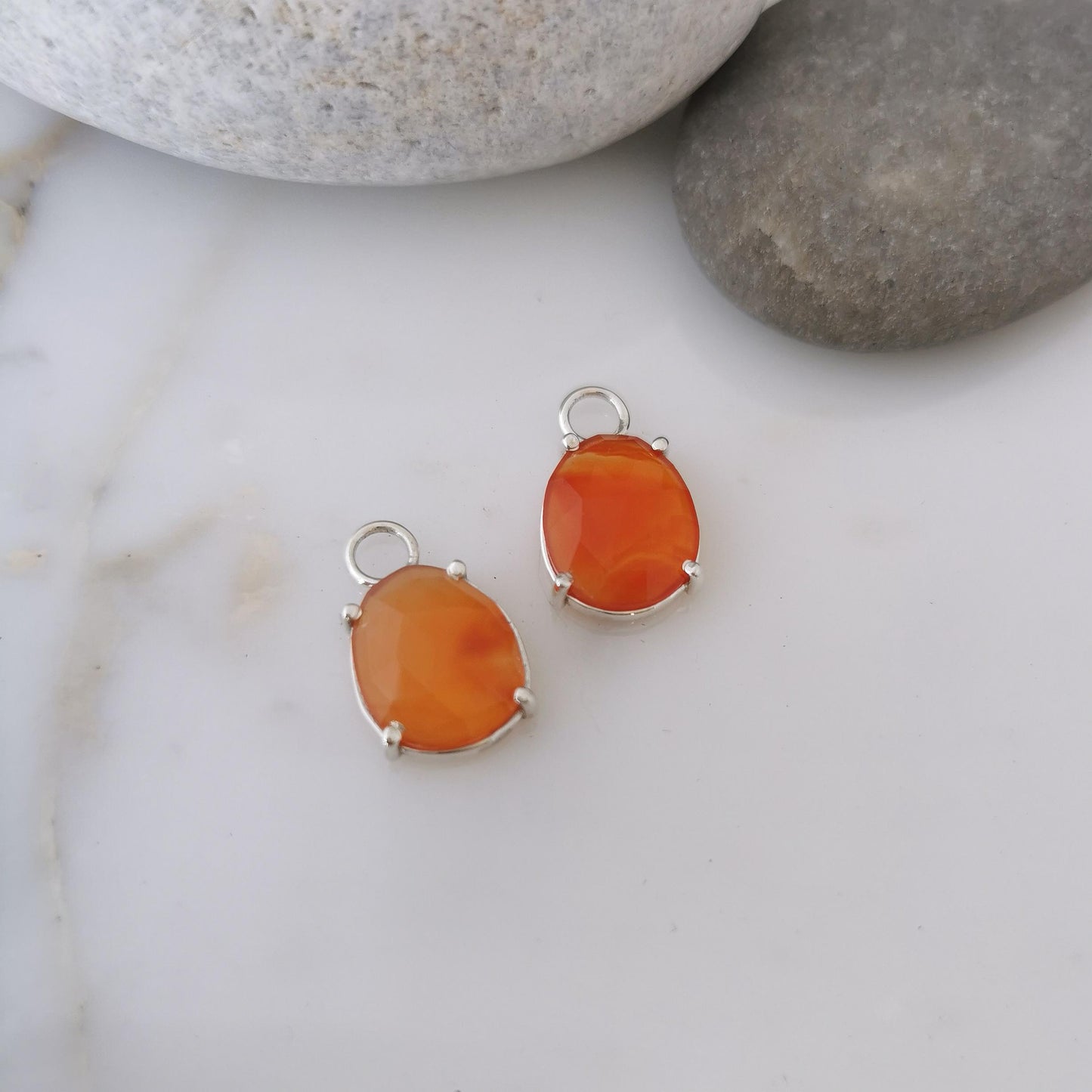 Carnelian Gem Charms for Earrings - Sterling Silver