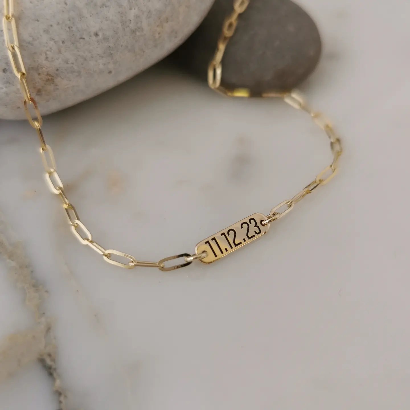 Engraved 9ct Gold or Sterling Silver Paperclip Bracelet or Anklet