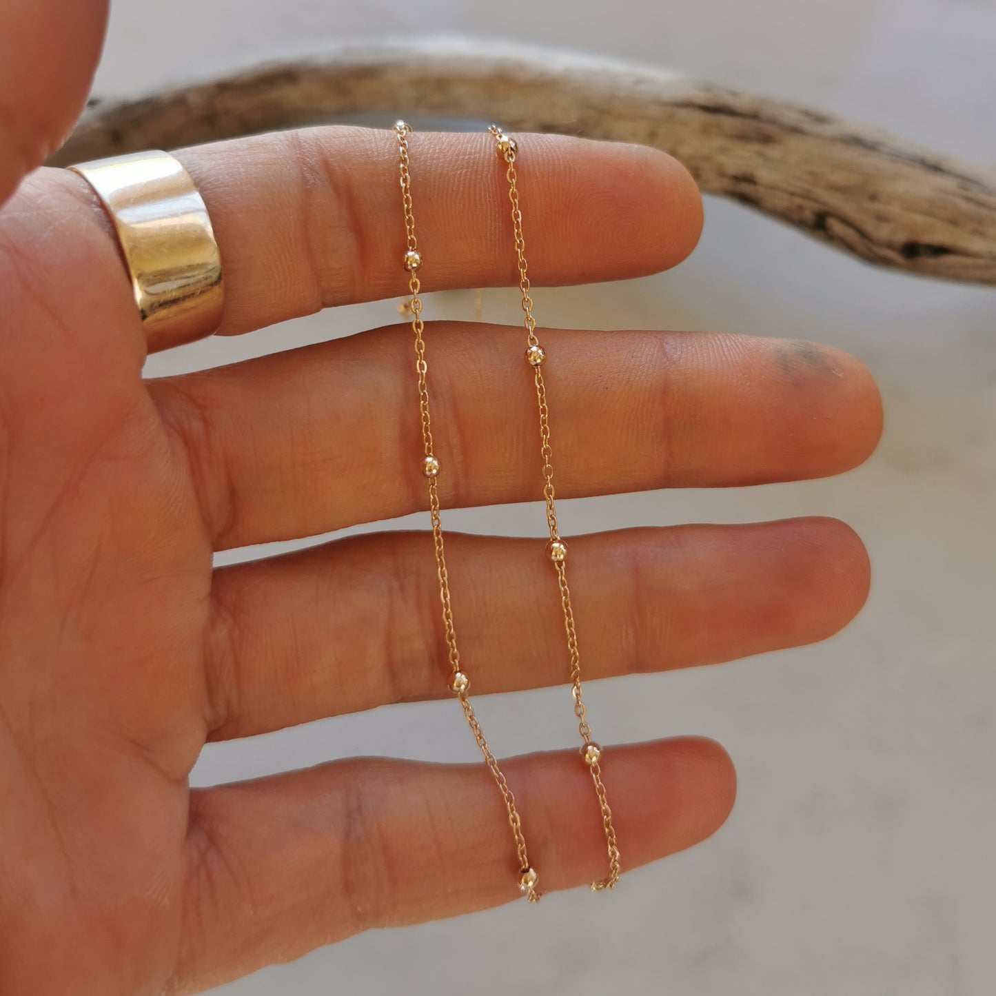 Delicate 9ct Gold Beaded Chain