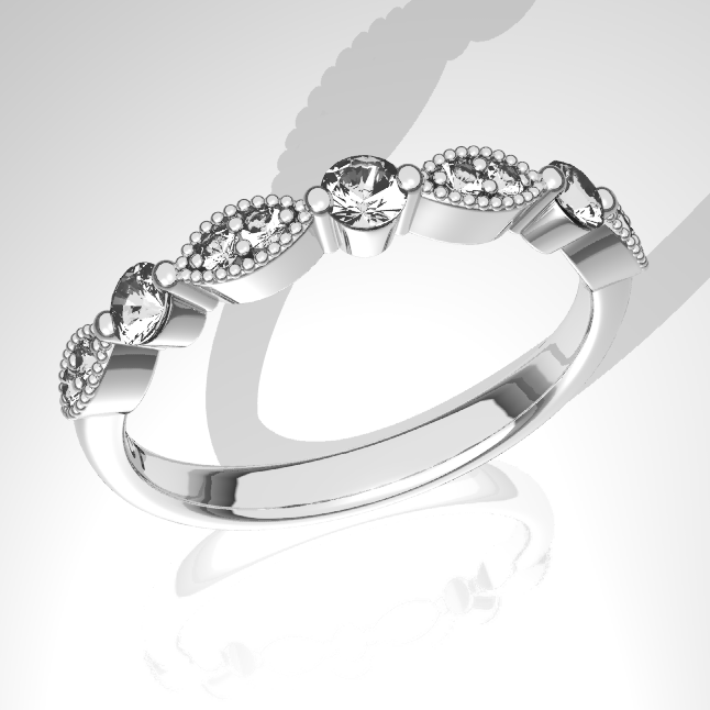 9ct Vintage Lace Diamond Band - Elegant and Timeless