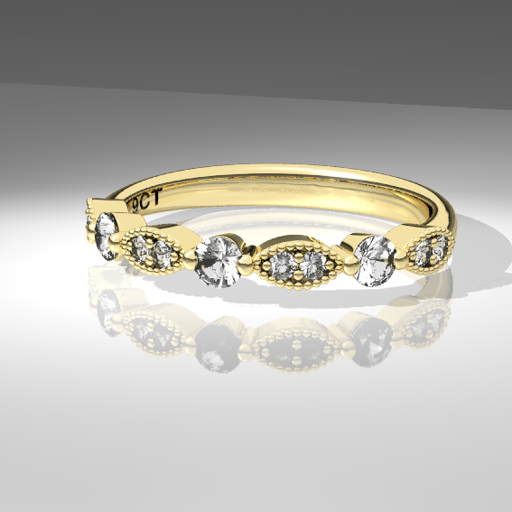 9ct Vintage Lace Diamond Band - Elegant and Timeless