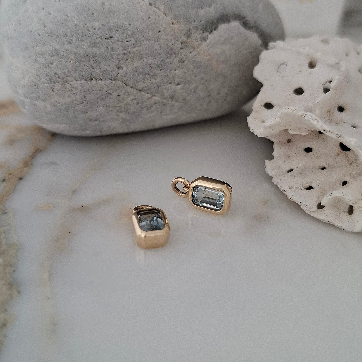 9ct Gold Blue Topaz Charms for Hoop Earrings