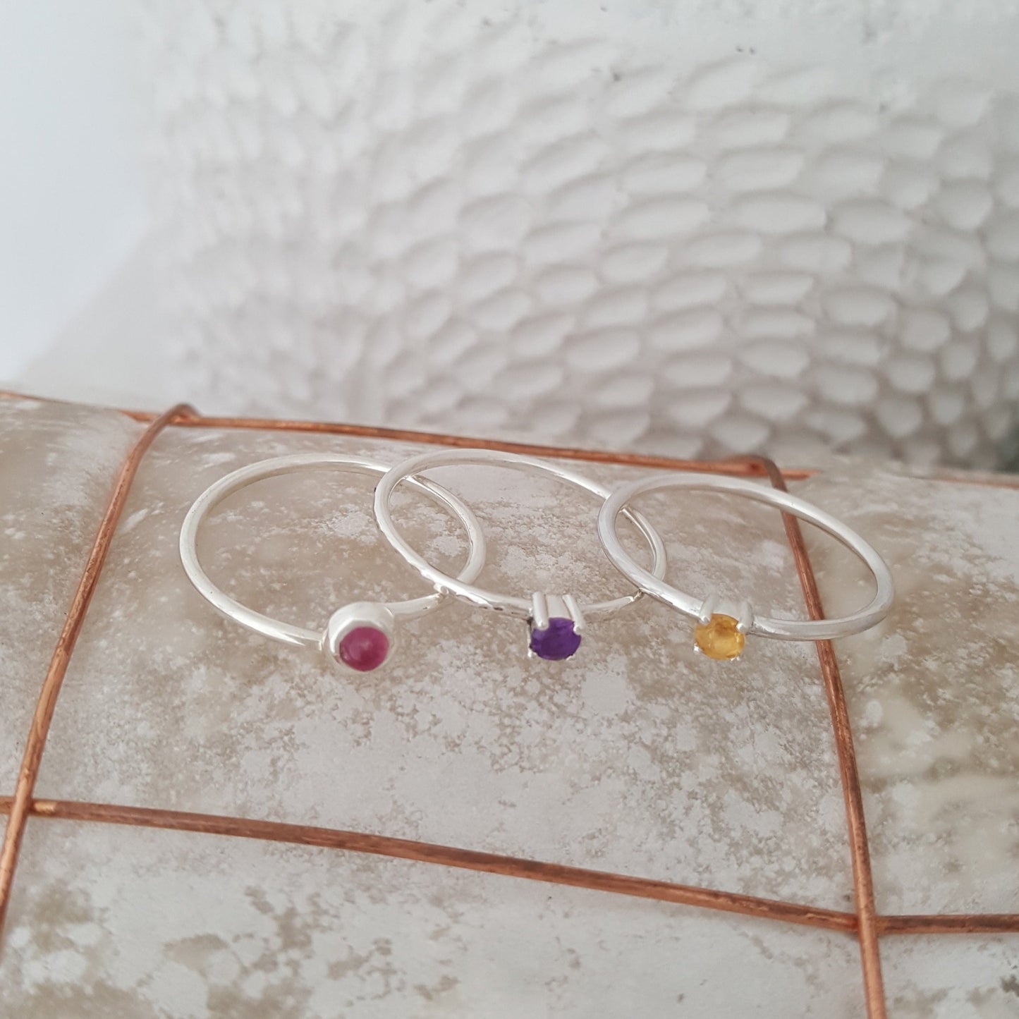 Fine Silver Citrine Stack Ring