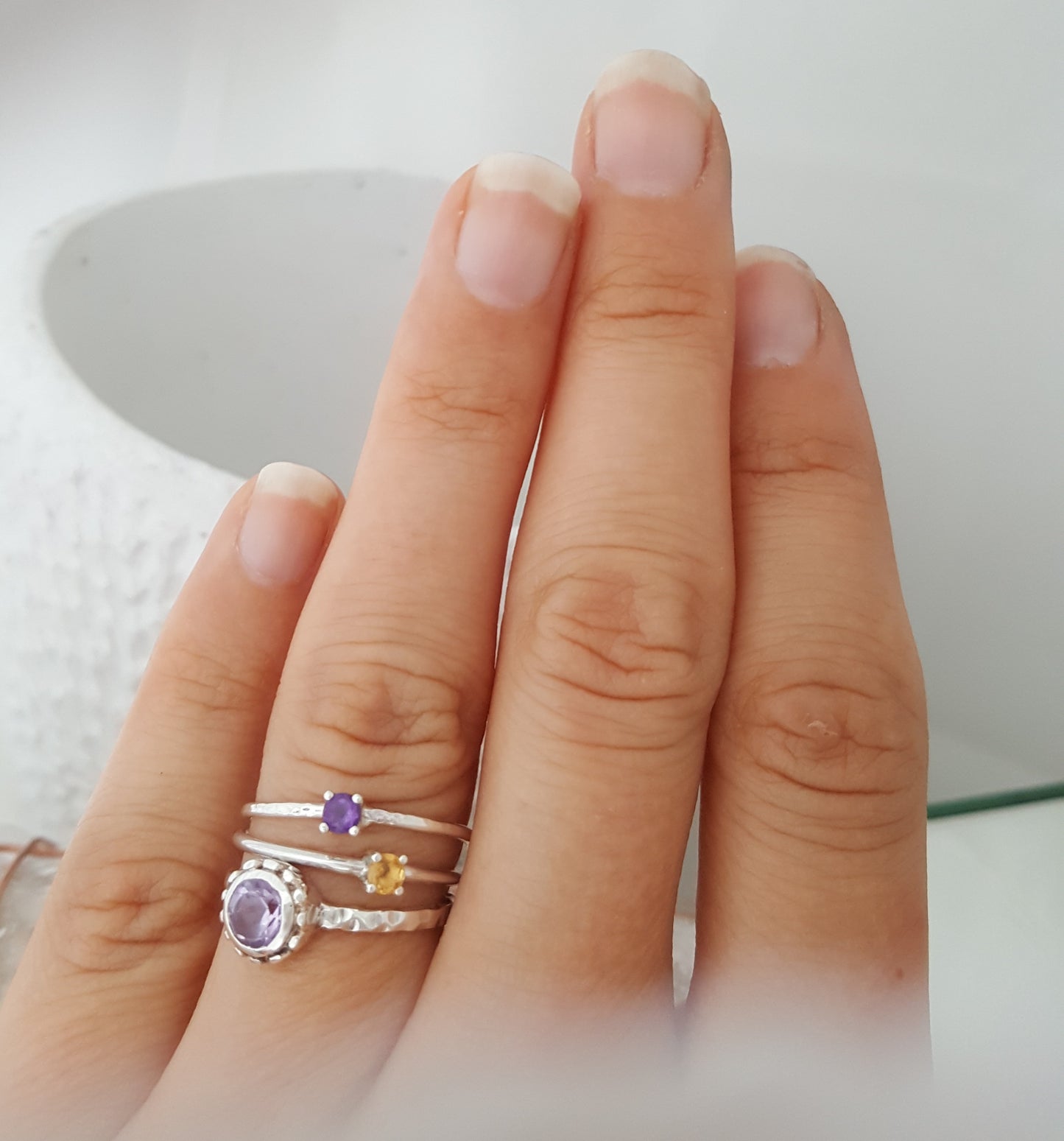 Fine Silver Citrine Stack Ring