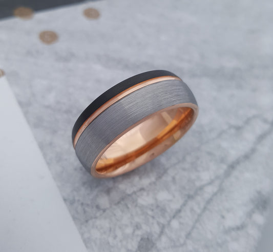 Tri-Colour Tungsten Ring