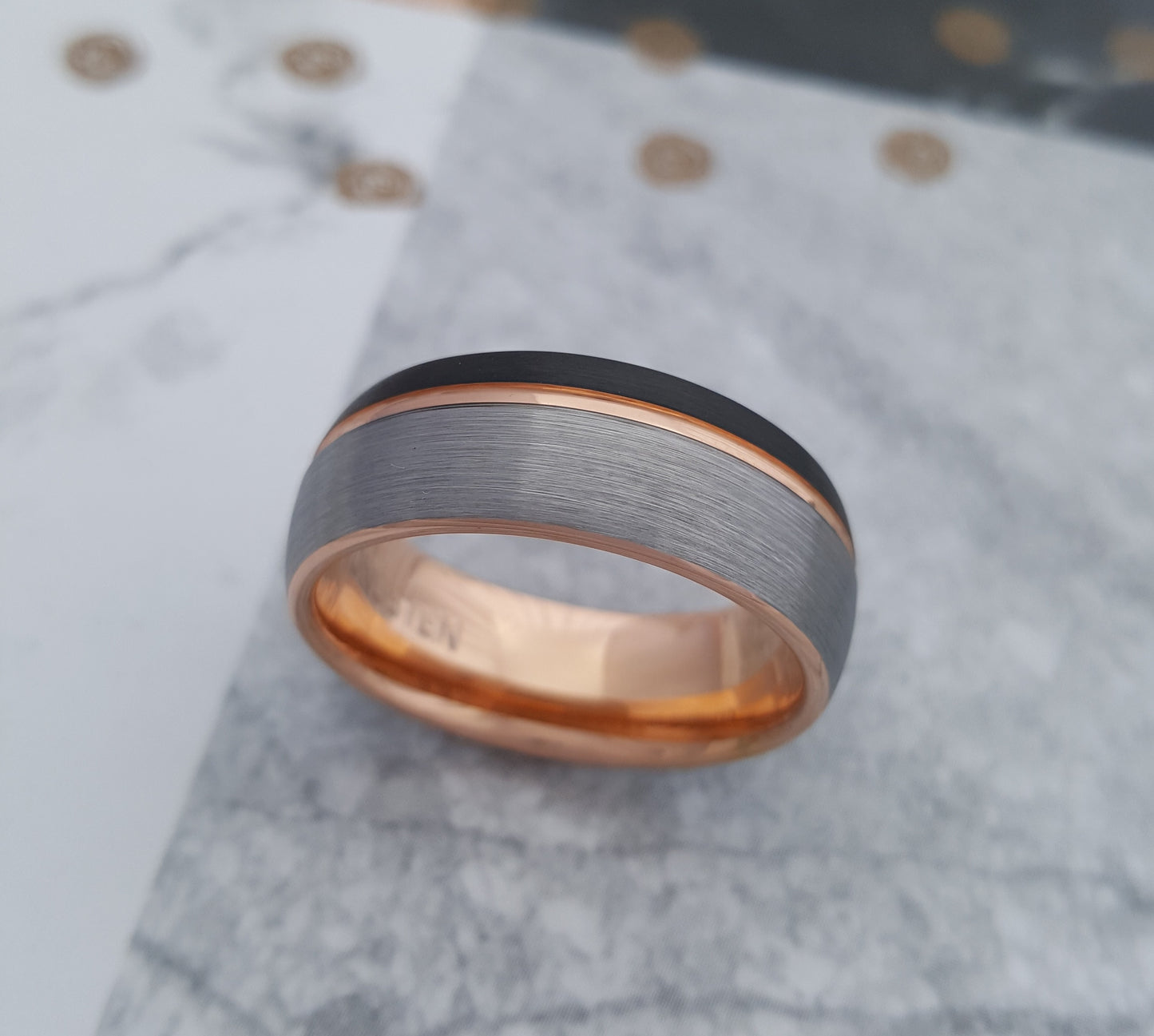 Tri-Colour Tungsten Ring