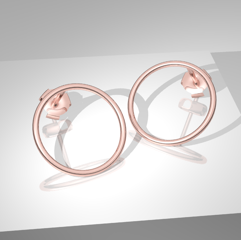 9ct Rose Gold Circle Stud Earrings 15.5mm in Diameter