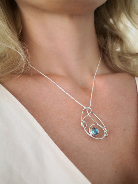 Jellyfish Inspired Necklace with Swiss Blue Topaz