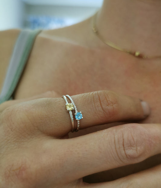 Fine Silver Citrine Stack Ring
