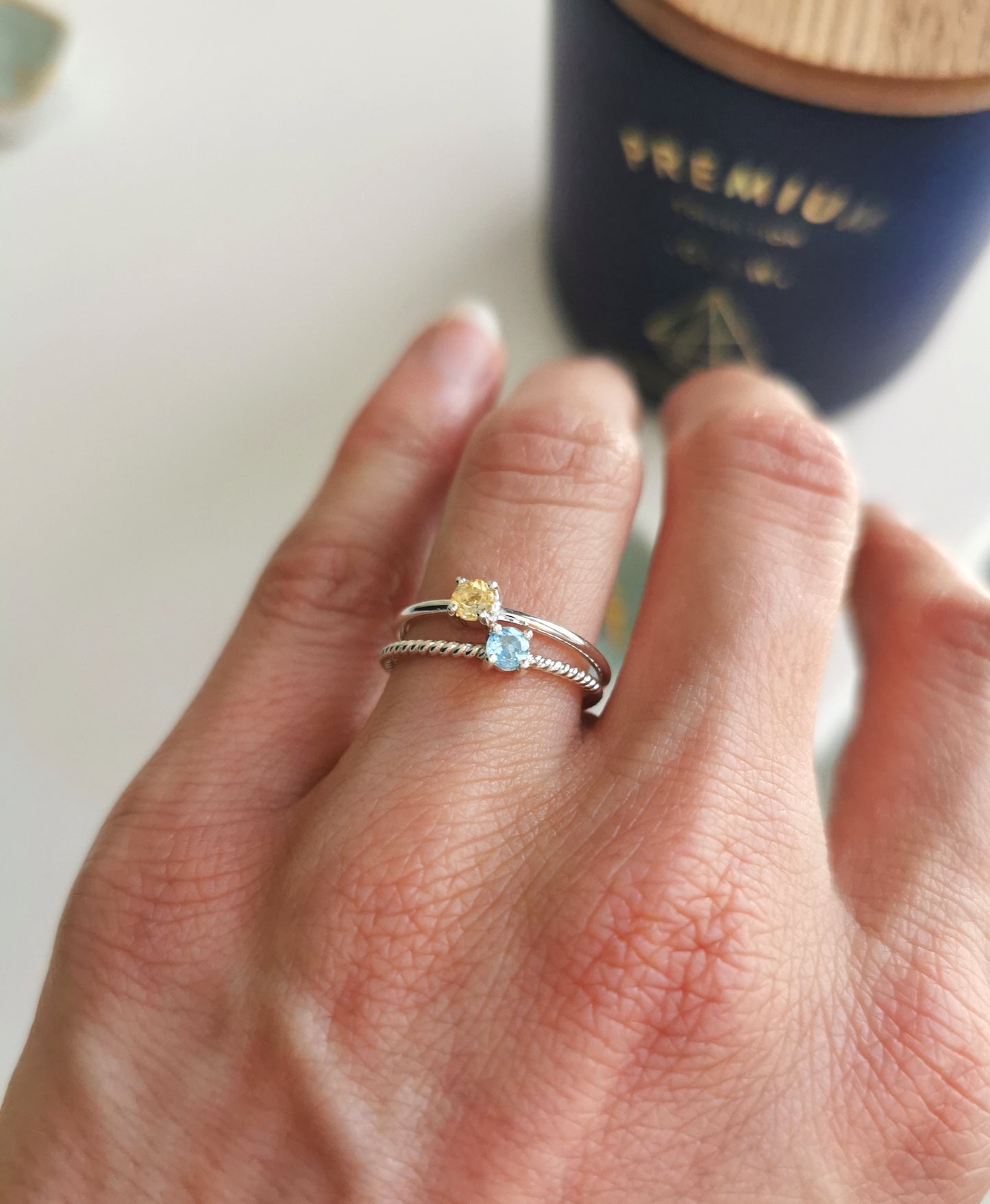 Fine Silver Citrine Stack Ring