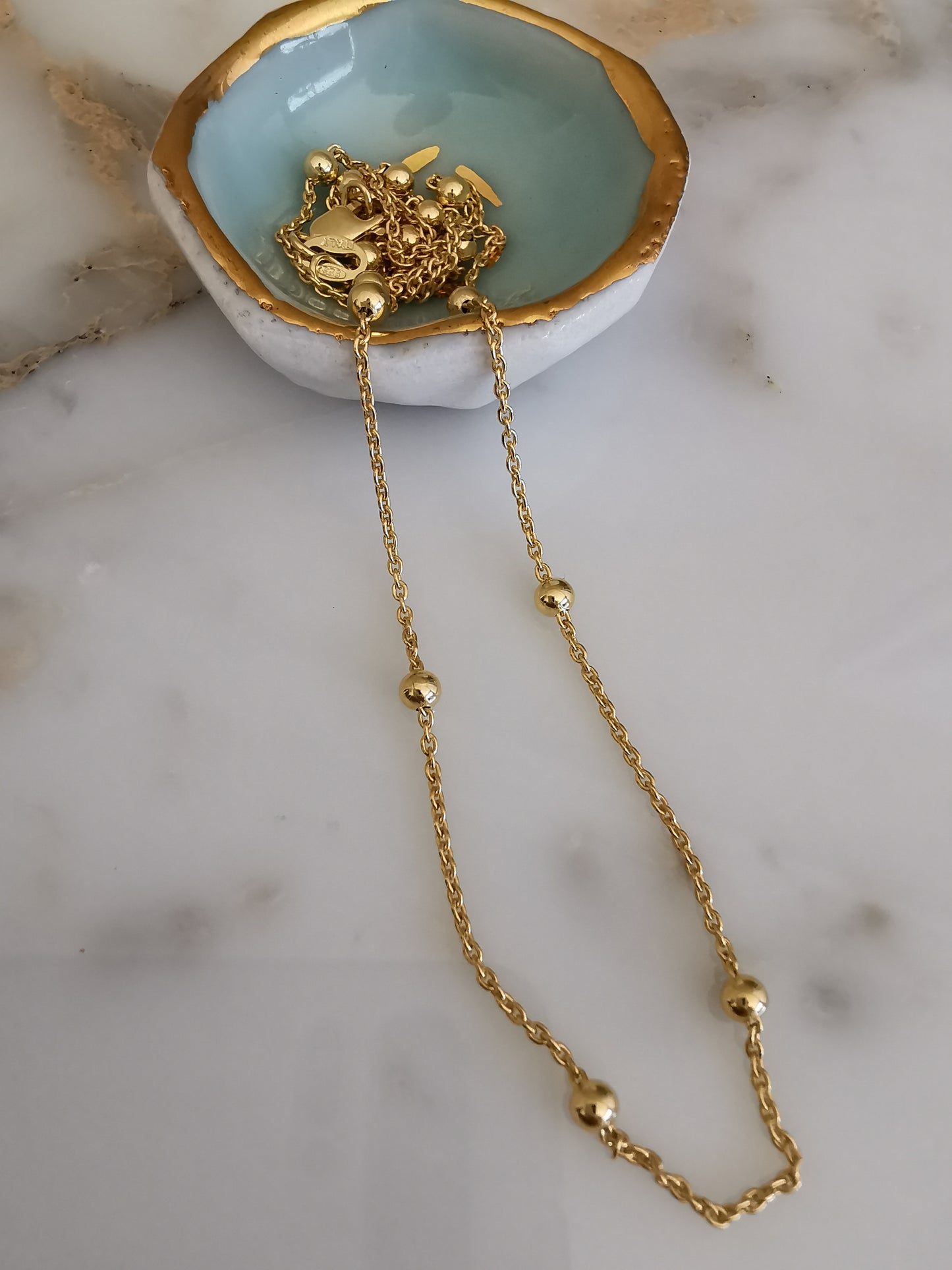 Dainty Silver Beaded Necklace