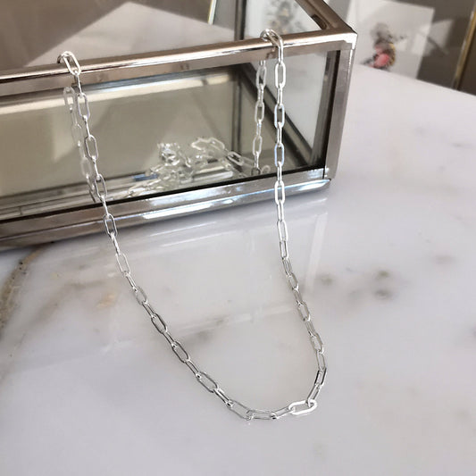 Modern Silver Paperclip Necklace