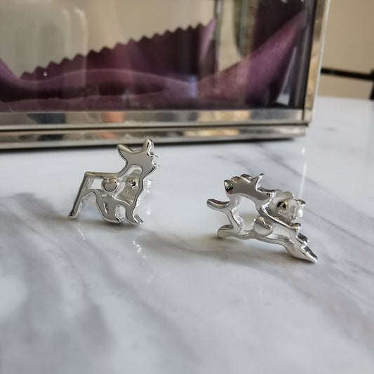 Beautiful Boston Terrier Sterling Silver Studs