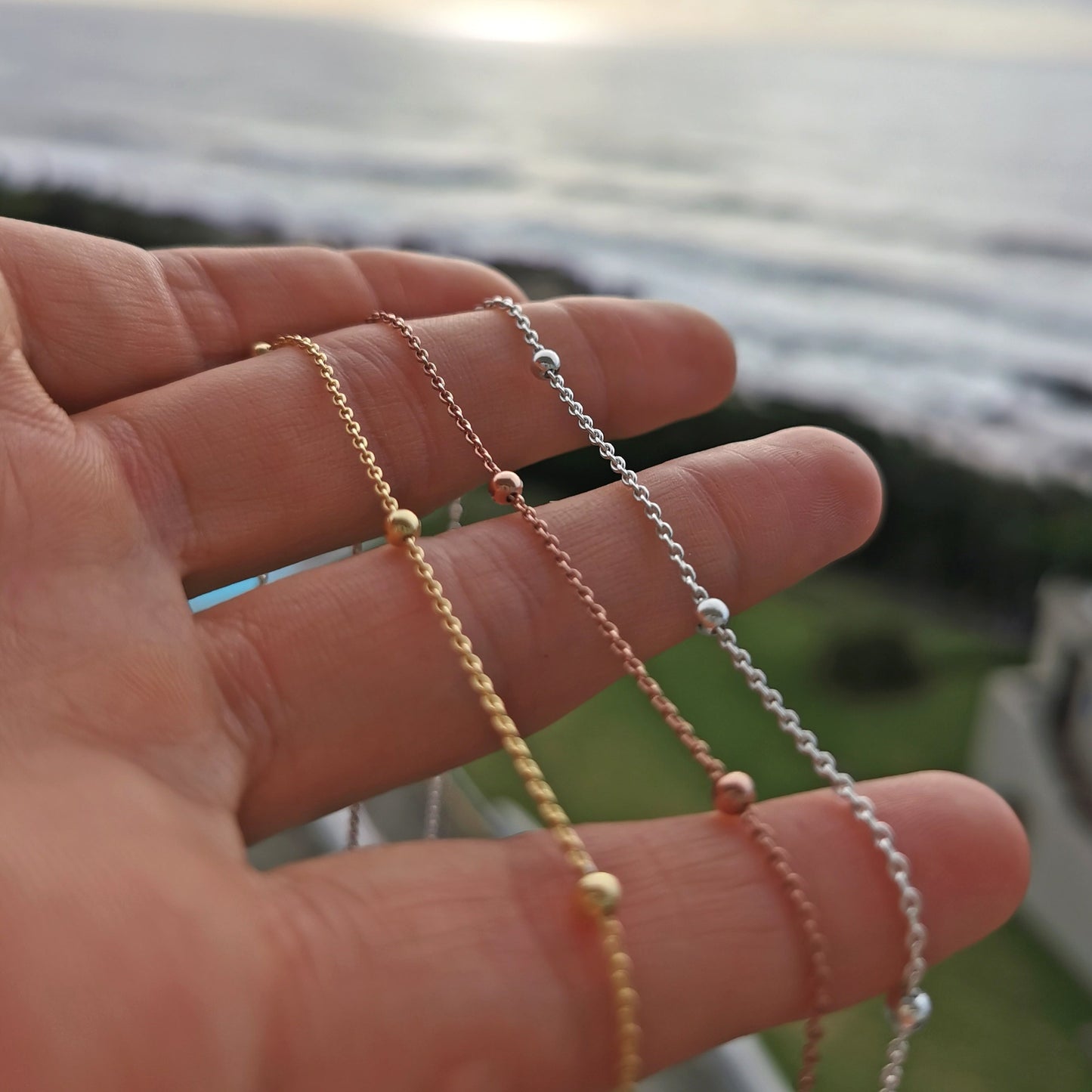 Dainty Silver Beaded Anklet