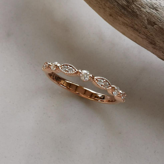 9ct Vintage Lace Diamond Band - Elegant and Timeless